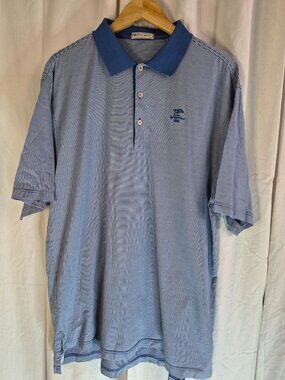 Peter Millar XL Blue Strip Cypress Point Club Athleisure Casual Golf Vintage Pol